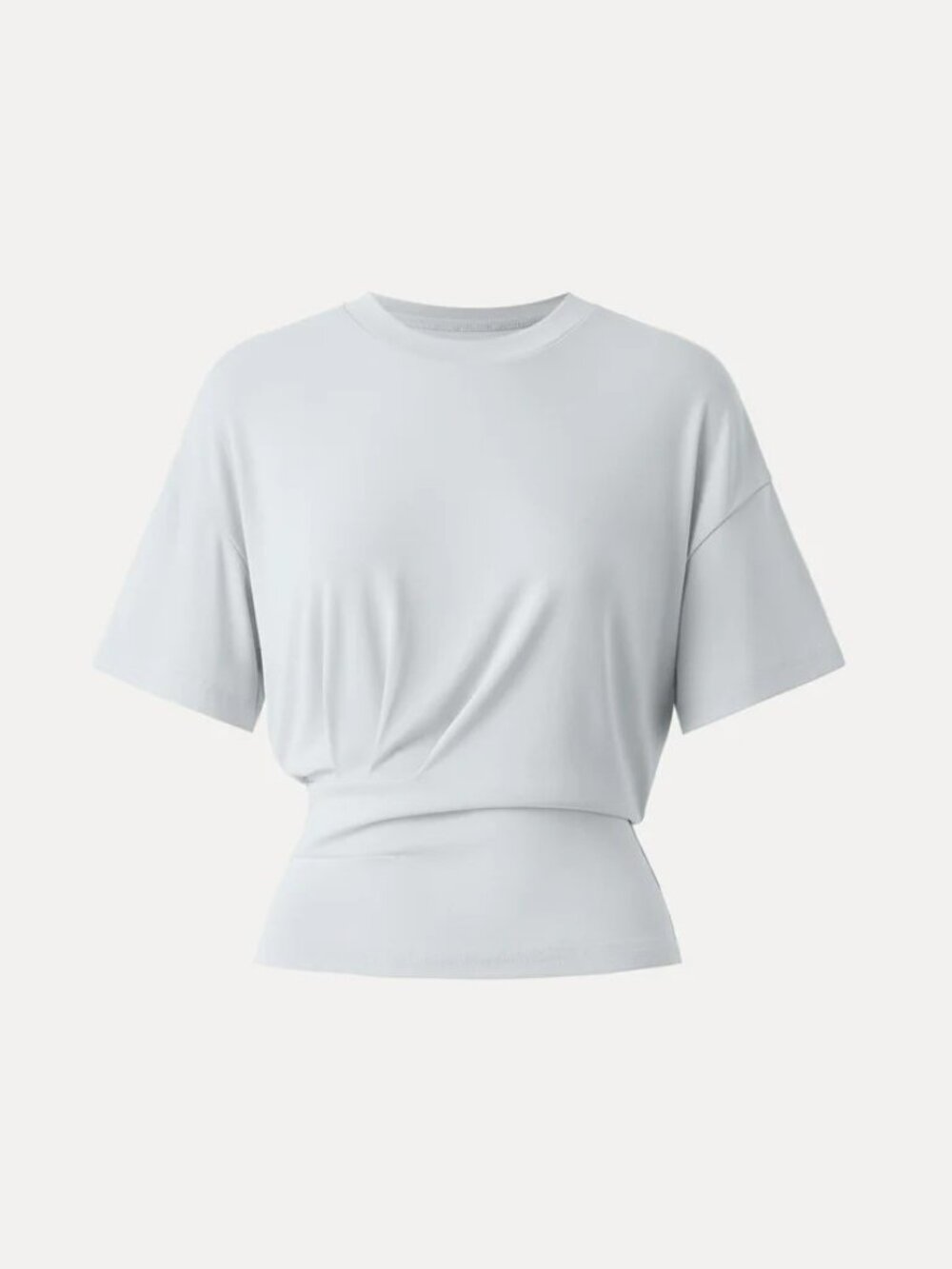 Crewneck Short Sleeve Tucked Tee - Smoke Blue